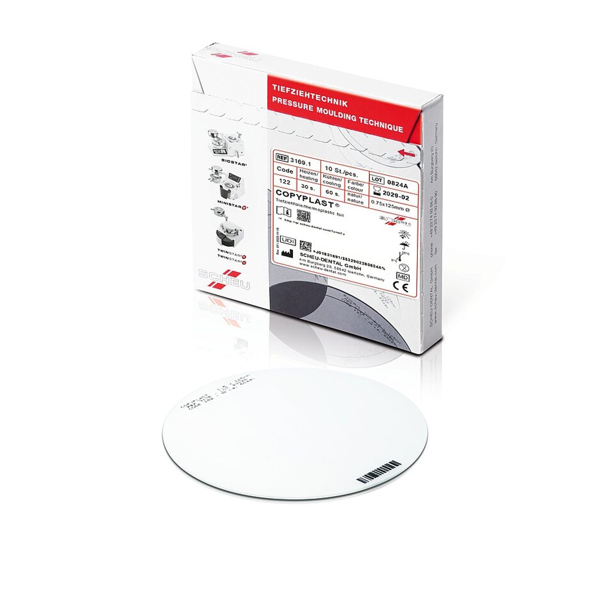 Tiefziehfolie Rund Natur <br> Copyplast