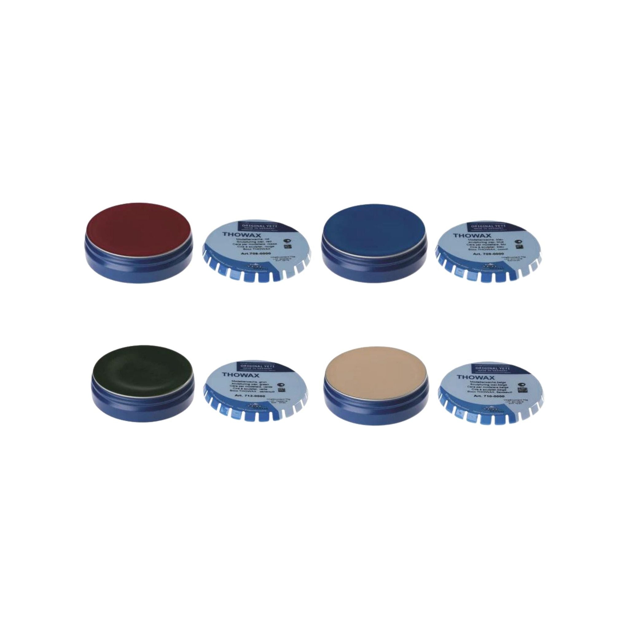 Modellierwachs 4er-Set <br> Thowax je 8 g <br> Beige, blau, grün, rot