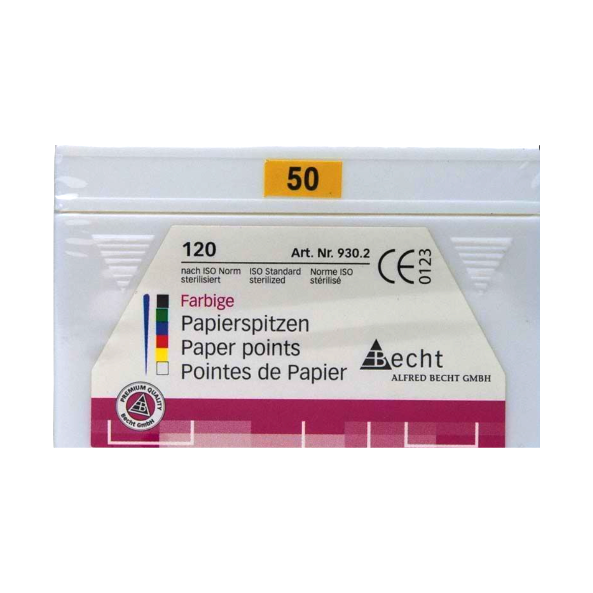 Paper tips colour coded ISO 50 yellow pack of 120