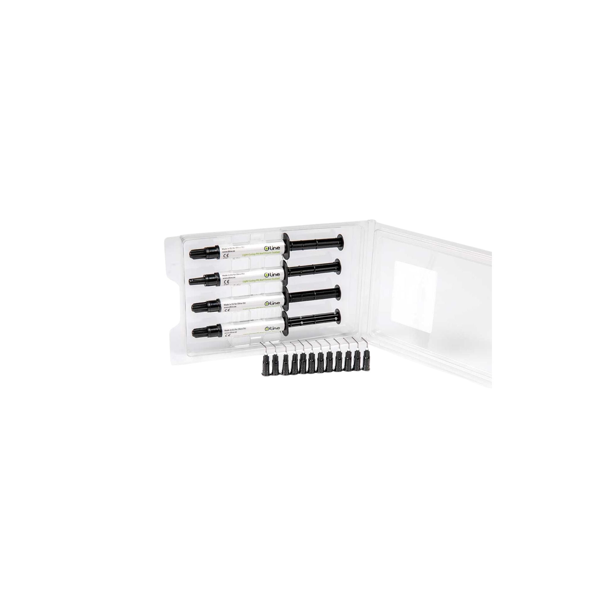 DLine lichthärtende Fissuren und Grübchen Versiegelung  <br> opak | 4x3,8g Spritzen + 20 Tips