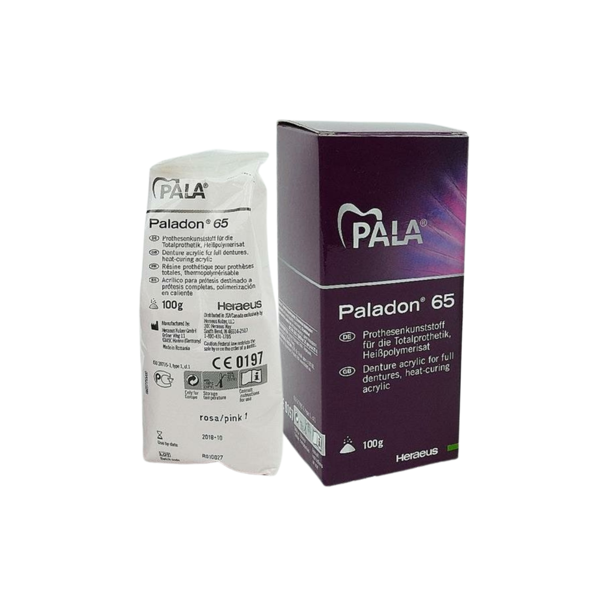 Paladone 65<br> Hot-curing denture resin powder | pink